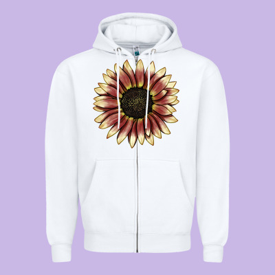 Strawberry Blonde Sunflower Zipper Hoodie Designed By Lillyallendesigns