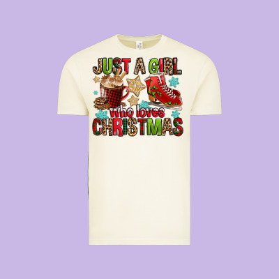 Just A Girl Who Loves Christmas Vintage Tee Designed By Fadigitalartstudio