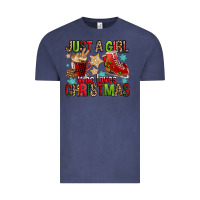 Vintage Denim just a girl who loves christmas Vintage Tee - FaDigitalArtStudio