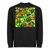Black St. Patrick's Donkey With Shamrock Seamless Heavyweight Sweatshirt - FaDigitalArtStudio