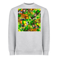 Heather Grey St. Patrick's Donkey With Shamrock Seamless Heavyweight Sweatshirt - FaDigitalArtStudio