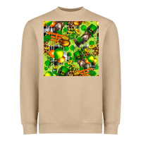 Mushroom St. Patrick's Donkey With Shamrock Seamless Heavyweight Sweatshirt - FaDigitalArtStudio