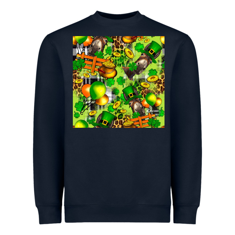 St. Patrick's Donkey With Shamrock Seamless Heavyweight Sweatshirt by FaDigitalArtStudio | Teevron