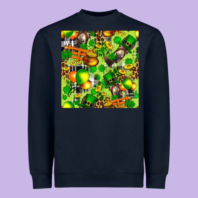 St. Patrick's Donkey With Shamrock Seamless Heavyweight Sweatshirt Designed By Fadigitalartstudio