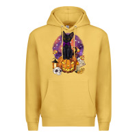 Halloween Black Cat Pumpkin Premium Hoodie | Teevron