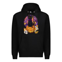 Black halloween black cat pumpkin Premium Hoodie - BarkalooDesign