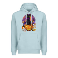 Blue Mist halloween black cat pumpkin Premium Hoodie - BarkalooDesign