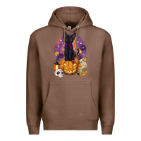 Chestnut halloween black cat pumpkin Premium Hoodie - BarkalooDesign