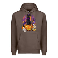 Coffee halloween black cat pumpkin Premium Hoodie - BarkalooDesign