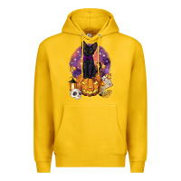 Lemon halloween black cat pumpkin Premium Hoodie - BarkalooDesign