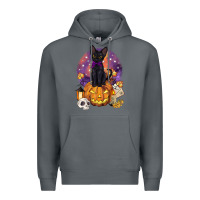 Rock halloween black cat pumpkin Premium Hoodie - BarkalooDesign