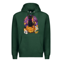 Sports Green halloween black cat pumpkin Premium Hoodie - BarkalooDesign