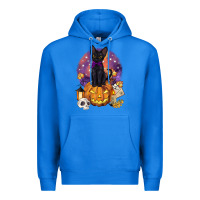 True Royal halloween black cat pumpkin Premium Hoodie - BarkalooDesign
