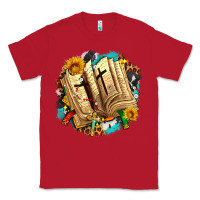 Red cross with bible and sunflowers Classic Tee - AdoDesignShop