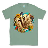 Sage cross with bible and sunflowers Classic Tee - AdoDesignShop