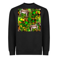 Black St. Patrick's Donkey With Leprechaun Hat Seamless Heavyweight Sweatshirt - FaDigitalArtStudio
