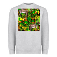 Heather Grey St. Patrick's Donkey With Leprechaun Hat Seamless Heavyweight Sweatshirt - FaDigitalArtStudio