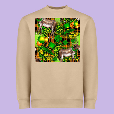 St. Patrick's Donkey With Leprechaun Hat Seamless Heavyweight Sweatshirt Designed By Fadigitalartstudio
