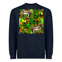 Navy St. Patrick's Donkey With Leprechaun Hat Seamless Heavyweight Sweatshirt - FaDigitalArtStudio
