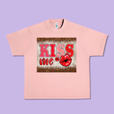 Valentine's Day Kiss Me Urban Heavy Tee Designed By Barkaloodesign