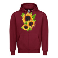 Burgundy treetops sunflower Zipper Hoodie - LillyAllenDesigns