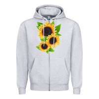 Heather Grey treetops sunflower Zipper Hoodie - LillyAllenDesigns