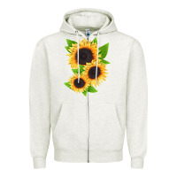 Oatmeal Heather treetops sunflower Zipper Hoodie - LillyAllenDesigns