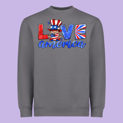 Love America Gnome Heavyweight Sweatshirt Designed By Hra Design Shop