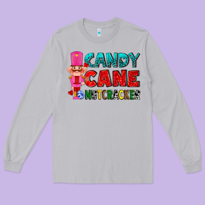 Candy Cane And Pink Nutcracker Ado Long Sleeve Tee Designed By Adodesignshop