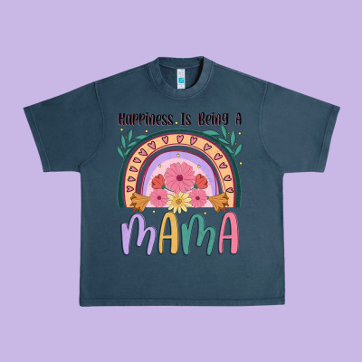 Happiness Is Being A Mama Urban Heavy Tee Designed By Jahusdesignshop