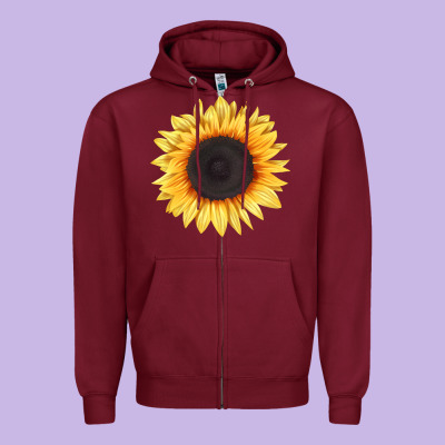 Treetops Sunflower Zipper Hoodie Designed By Lillyallendesigns