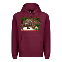 Burgundy merry christmas bear Premium Hoodie - BarkalooDesign