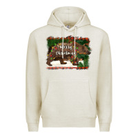 Oatmeal Heather merry christmas bear Premium Hoodie - BarkalooDesign