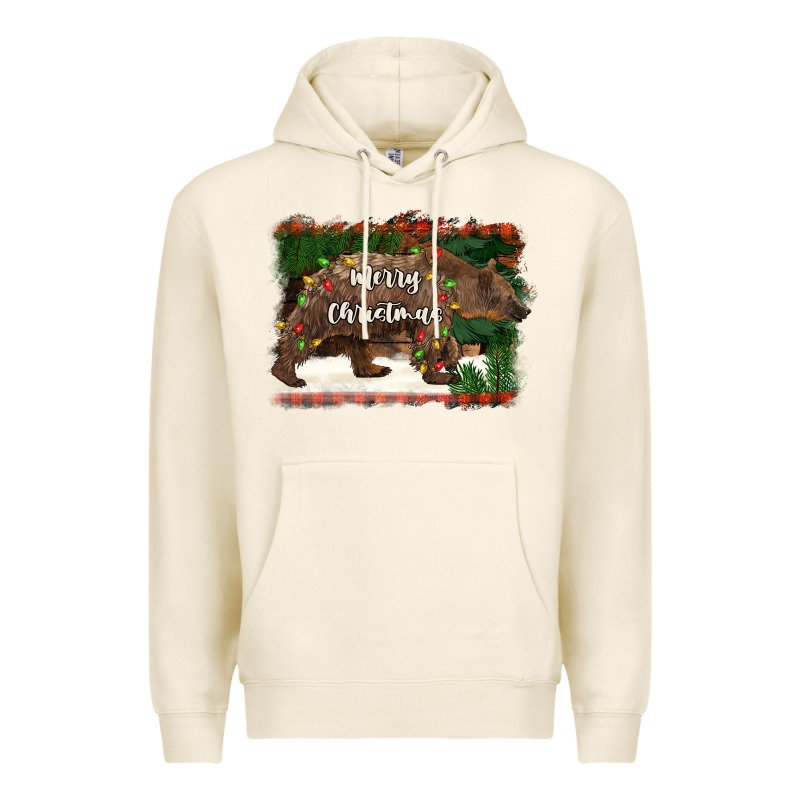 Merry Christmas Bear Premium Hoodie by BarkalooDesign | Teevron