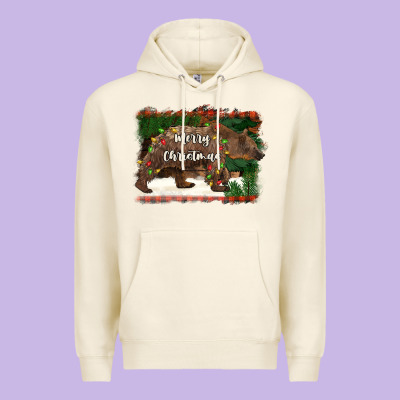 Merry Christmas Bear Premium Hoodie Designed By Barkaloodesign