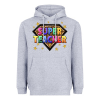 Heather Grey super teacher with leopard Heavyweight Hoodie - NancyCooperArtShop