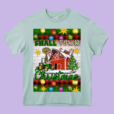 Small Town Christmas Heavy Core Tee Designed By Artiststas