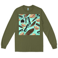 Army Green literature seamless pattern Long Sleeve Tee - BundleAndBundleShop