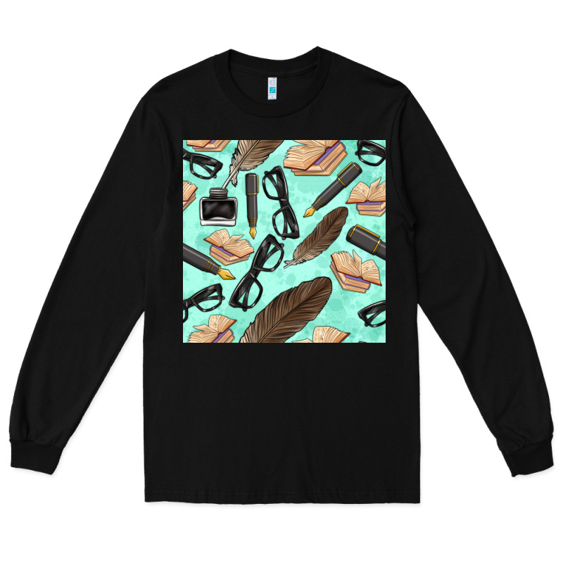 Literature Seamless Pattern Long Sleeve Tee by BundleAndBundleShop | Teevron