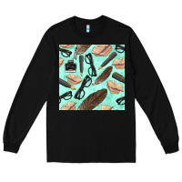 Black literature seamless pattern Long Sleeve Tee - BundleAndBundleShop