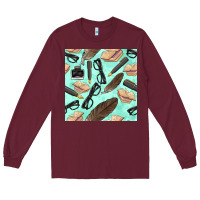 Burgundy literature seamless pattern Long Sleeve Tee - BundleAndBundleShop