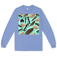 Colony Blue literature seamless pattern Long Sleeve Tee - BundleAndBundleShop