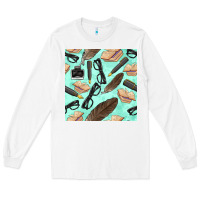 White literature seamless pattern Long Sleeve Tee - BundleAndBundleShop