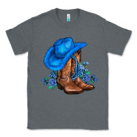 Charcoal Heather valentines day blue boots cowgirl hat and roses Classic Tee - AdoDesignShop