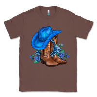 Chestnut valentines day blue boots cowgirl hat and roses Classic Tee - AdoDesignShop