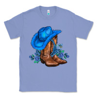 Colony Blue valentines day blue boots cowgirl hat and roses Classic Tee - AdoDesignShop