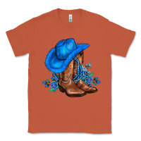 Copper valentines day blue boots cowgirl hat and roses Classic Tee - AdoDesignShop