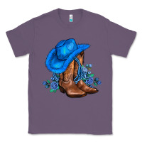 Lavender valentines day blue boots cowgirl hat and roses Classic Tee - AdoDesignShop