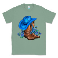 Sage valentines day blue boots cowgirl hat and roses Classic Tee - AdoDesignShop