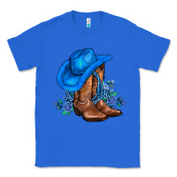 True Royal valentines day blue boots cowgirl hat and roses Classic Tee - AdoDesignShop